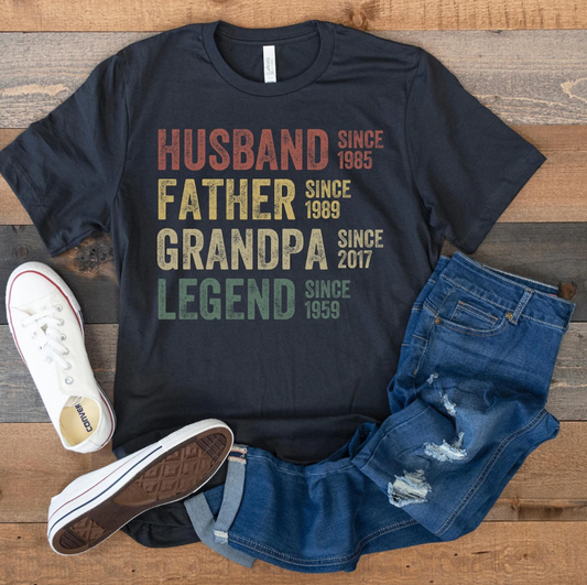 Husband Father Grandpa Legend Short Sleeve Shirt